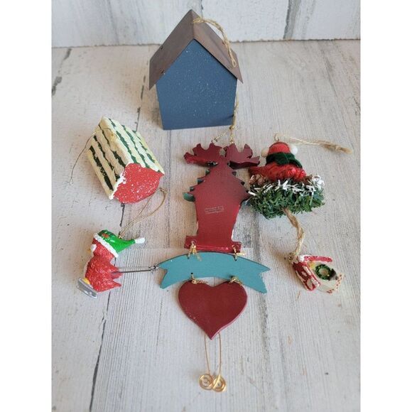 Red cardinal bird birdhouse variety set ornament Xmas - Picture 13 of 14